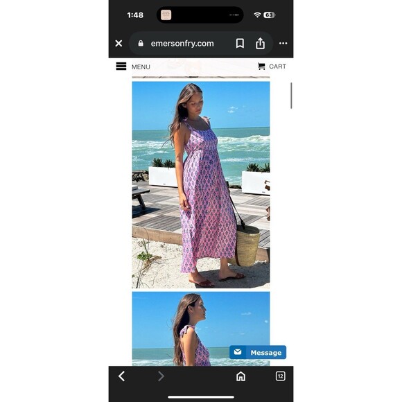 Emerson Fry India Collection Sara Tier Dress Day Flowers Aurora Pink Size Medium - Picture 3 of 8